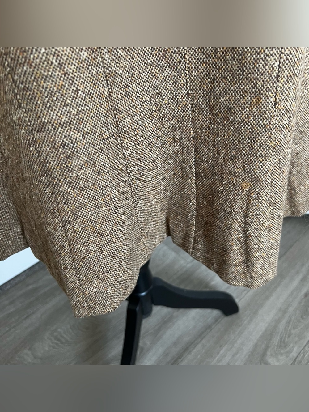 🍂 Vtg Ann Taylor Loft 2 pc Lined Brown Tweed Wool Skirt Suit w Belt Sz 8 Petite - Picture 9 of 13